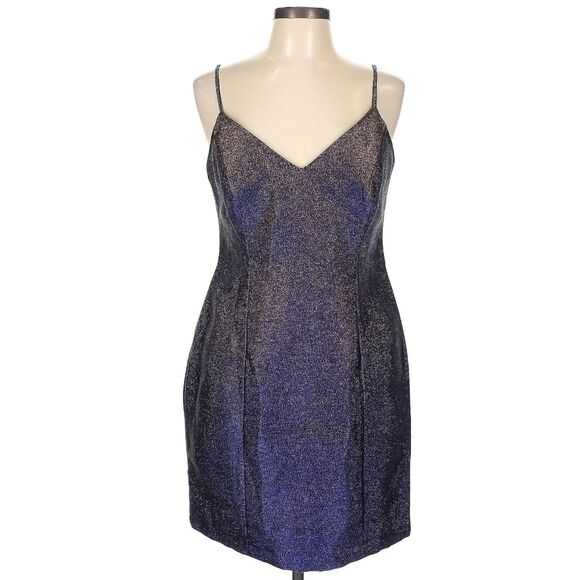 Topshop Glitter Metallic Slip Dress Blue Copper Sparkle Mini Dress NWT Size 10 - Picture 1 of 8